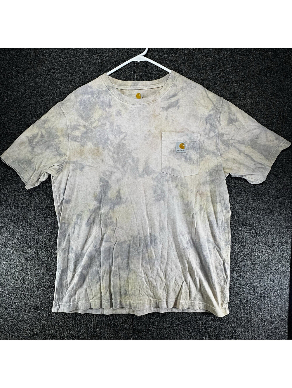 Carhartt Men's L Tie-Dye Pocket Tee Original Fit Crew Neck Short Sleeve Gray